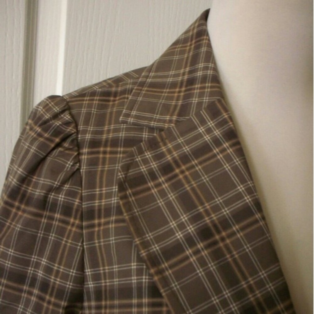 BCBGMAXAZRIA PLAID BLAZER TAILORED COTTONS 3/4 SLEEVE BLAZER WOMENS SIZE 10 - Picture 7 of 10